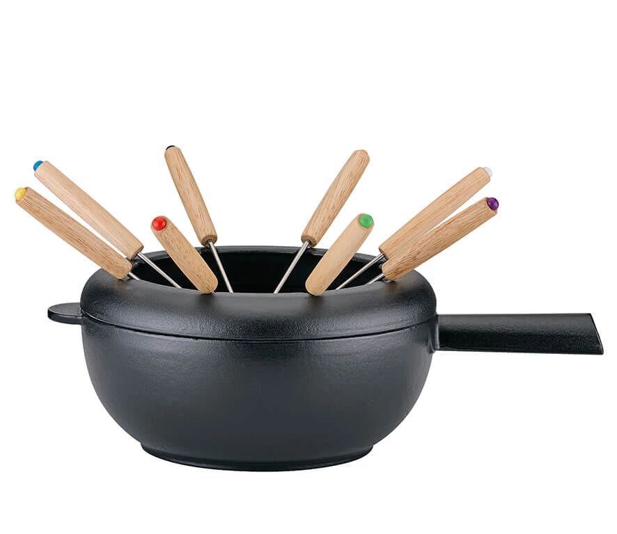 Spring Saas Fee Kaasfonduepan Zonder Rechaud ø 20 Cm 8-persoons Gietijzer Mat Zwart