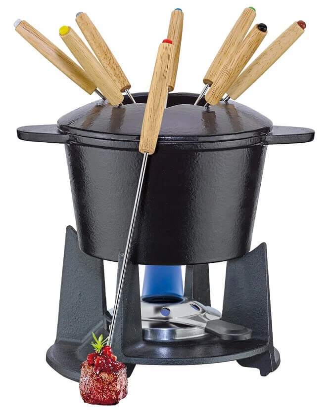 Spring Grenoble Kaasfondueset ø 16 Cm 8-persoons Gietijzer Mat Zwart