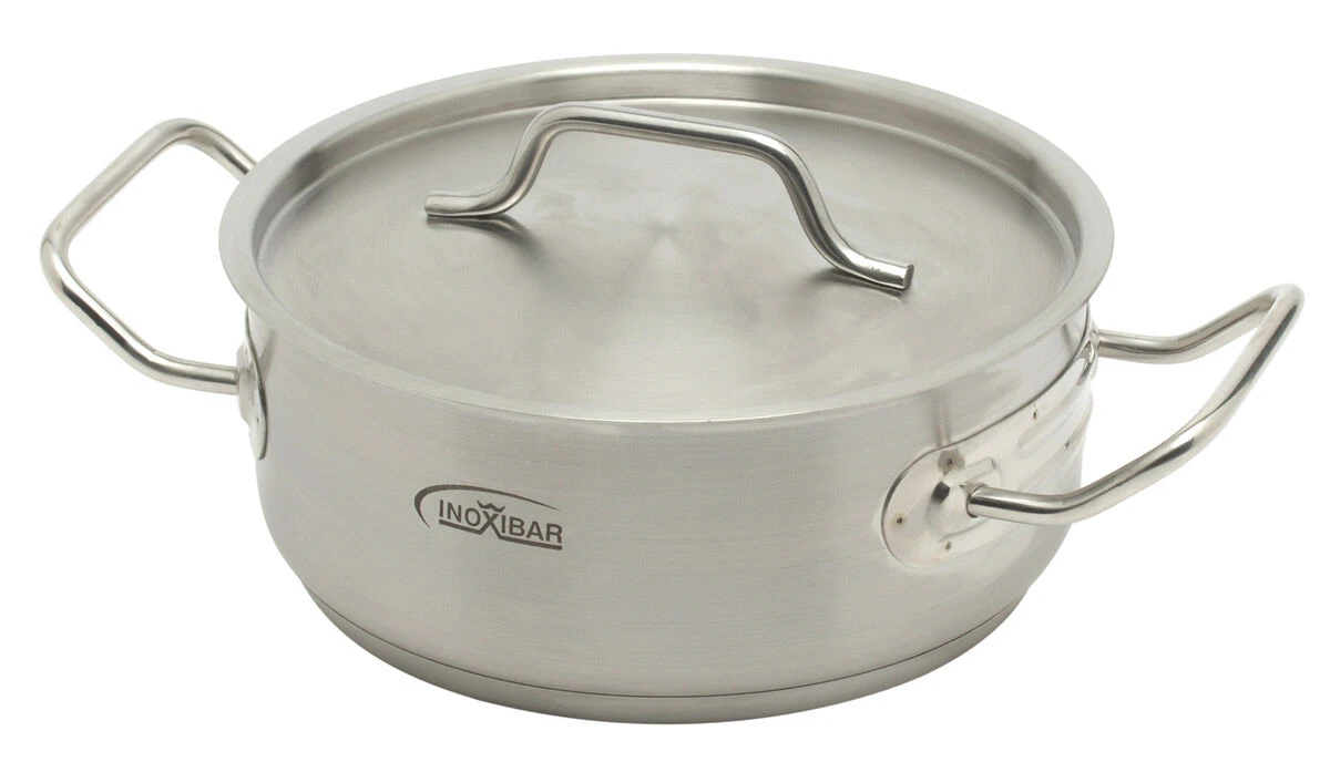 Inoxibar Industriële Lage Kookpan ø 20 Cm Rvs Mat